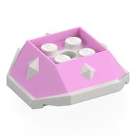 Brick Wedged, Sloped 4 x 4 with Diamond Spikes with White Underside Pattern (Bright Pink)