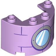 Cylinder Half 2 x 4 x 2 with 1 x 2 Cutout with Round Window, Bricks Print (Lavender)