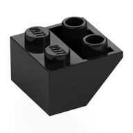 Brick Sloped Inverted 45° 2 x 2 [Round Hollow Bottom Pin, Bar-sized Stud Holes] (Black)