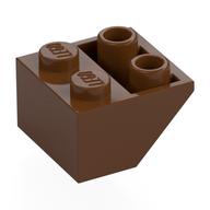 Brick Sloped Inverted 45° 2 x 2 [Round Hollow Bottom Pin, Bar-sized Stud Holes] (Reddish Brown)