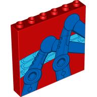 Panel 1 x 6 x 5 with Blue Mechanical Spider Legs Print (Red)