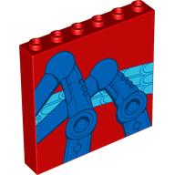 Panel 1 x 6 x 5 with Blue Mechanical Spider Legs Print (Red)
