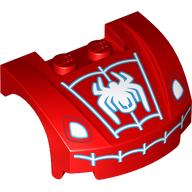 Vehicle Body, Wheel Arch / Mudguard 3 x 4 x 1 2/3 Low Profile, Curved Front with Headlights and White Spider-Man Logo rint (Red)