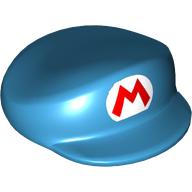 Nintendo Figure, Hat, Large, with Red Mario Logo Print (Dark Azure)