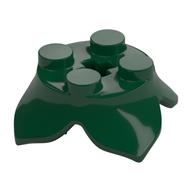 Plant, Leaves, Round 2 x 2 x 2/3 with + Axle Hole and 4 Leaf Extensions (Dark Green)
