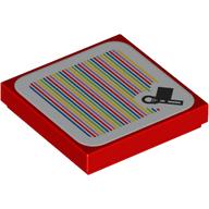 Tile 2 x 2 with End Flag and Barcode Print (Sticker) (Red)