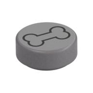 Tile Round 1 x 1 with Black Bone Print (Flat Silver)