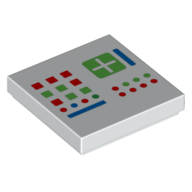 Tile 2 x 2 with Control Panel Buttons, Green Plus Sign Print (White)