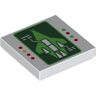 Tile 2 x 2 with Large Display Screen Showing Spaceship Print (White)