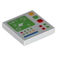 Tile 2 x 2 with Control Panel Medium Screen Spaceship, Asteroids Print (White)