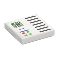 Tile 2 x 2 with Control Panel Buttons, Black Lines Print (White)