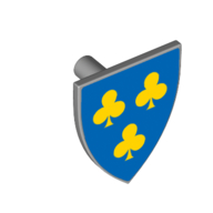Shield Triangular with 3 Yellow Trefoils on Blue Background Print (Light Bluish Gray)