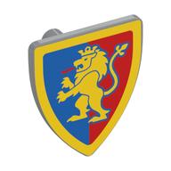 Shield Triangular with Lion Standing Yellow on Blue/Red Halves Background Print (Light Bluish Gray)