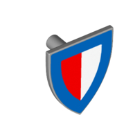 Shield Triangular with Red/Gray Halves and Blue Border Print (Light Bluish Gray)