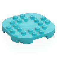 Plate Round Corners 6 x 6 x 2/3 Circle with Reduced Knobs (Medium Azure)