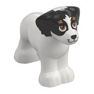 Animal, Dog Big with Brown Eyes, Black Face and Ears Print (Daisy) (White)