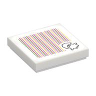 Tile 2 x 2 with Blooper and Barcode Print (Sticker) (White)