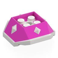 Brick Wedged, Sloped 4 x 4 with Diamond Spikes with White Underside Pattern (Dark Pink)