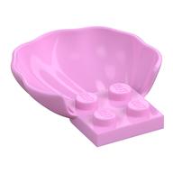 Animal Body Part, Clam / Scallop Half Shell with 4 Studs (Bright Pink)