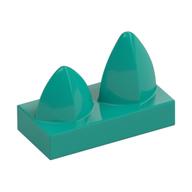 Tile Special 1 x 2 with Two Vertical Teeth / Tooth (Dark Turquoise)