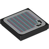 Tile 2 x 2 with Two Curved Arrows and Barcode Print (Sticker) (Black)