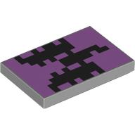 Tile 2 x 3 with Pixelated Black Shapes Print (Light Bluish Gray)