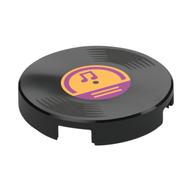 Tile Round 2 x 2 with Vinyl Record, Bright Light Orange Center, Magenta Music Note Print (Black)
