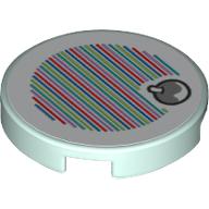 Tile Round 2 x 2 with Yoshi Fruit and Barcode Print (Sticker) (Light Aqua)