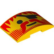 Brick Curved 4 x 6 Double, 2 x 4 Cutout with Face, Black Eyepatch, Red Hair (Classic Pirate) Print (Yellow)