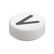 Tile Round 1 x 1 with Large Black < Print (White)