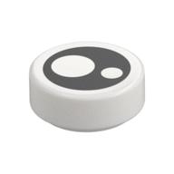 Tile Round 1 x 1 with Black Eye with Two Pupils Print (White)