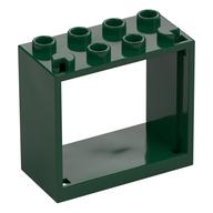 Window 2 x 4 x 3 Frame with Hollow Studs (Dark Green)