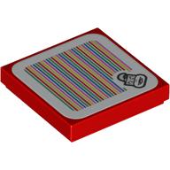 Tile 2 x 2 with Pom Pom and Barcode Print (Sticker) (Red)