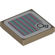 Tile 2 x 2 with Hot Air Balloon and Barcode Print (Sticker) (Dark Tan)