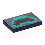 Tile 2 x 3 with Pixelated Black/Dark Turquoise Shapes Print (Dark Blue)