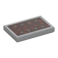 Tile 2 x 3 with 8 Silver Squares and Reddish Brown Squares on Dark Brown Background Print (Light Bluish Gray)