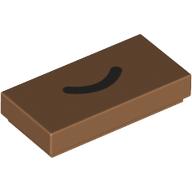 Tile 1 x 2 with Black Half Circle / Mouth Print (Medium Nougat)