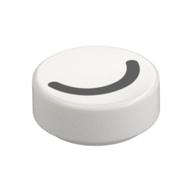 Tile Round 1 x 1 with Thin Black Halve Circle / Closed Eye Print (White)