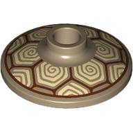 Dish 2 x 2 Inverted [Radar] with Dark Red Hexagons, Tan Swirls Print (Dark Tan)