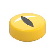 Tile Round 1 x 1 with Black Animal Eye Print (Yellow)
