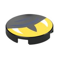 Tile Round 2 x 2 with Yellow Eye, Dark Blue Stripes Print (Black)