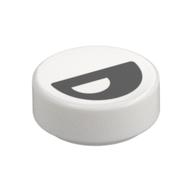 Tile Round 1 x 1 with Black Eye with Central Pupil Partially Closed Print (White)