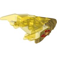Creature Body Part, Dragon Head with Spikes with Trans-Yellow Pattern, Dark Red and Yellow Eyes, Red Flames Print (Pearl Gold)