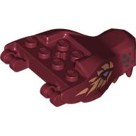 Creature Body Part, Dragon Head Upper Jaw with Bright Light Orange/Black Markings, Lavender Eyes Print (Dark Red)