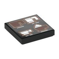 Tile 2 x 2 with Coffee Mugs Print (Black)
