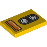Tile 2 x 3 with Headlight, Indicator Light Print (Yellow)