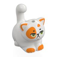 Animal, Cat, Chubby with Orange Spots, Olive Green Eyes, Grumpy Print (Churro) (White)