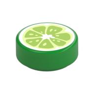 Tile Round 1 x 1 with Lime Wedge Print (Bright Green)