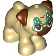 Animal, Dog, Pug - Standing with Reddish Brown Eyes, Face and Ears, Christmas Tree Glasses Print (Dango) (Tan)