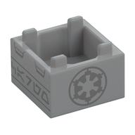 Container Box 2 x 2 x 1 Reinforced Bottom with Dark Bluish Grey Imperial Insignia Print (Light Bluish Gray)